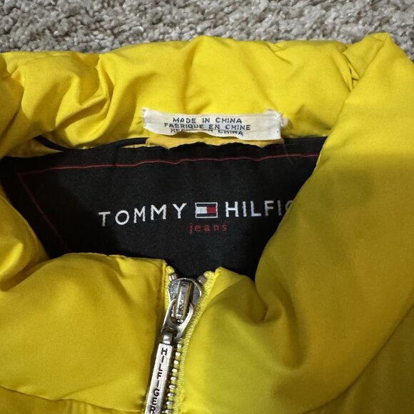 Tommy Hilfiger Yellow Puffer Jacket Womens Large Down Fill Winter Coat - Picture 3 of 10